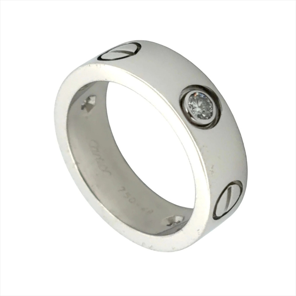 CARTIER Authentic 18k Silver Diamond Love Ring #48
